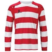 Full Set  Numbers Printed 1-15 Red and White Hoops  Long Sleeved Jersey Sized XL