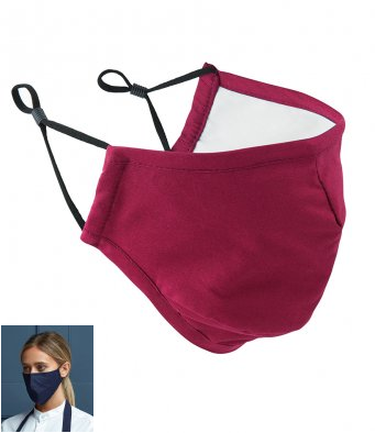 High Quality Burgundy Coloured Cotton coloured Protective 3 layer mask with nose wire and adjustable ear toggles (AFNOR certified)