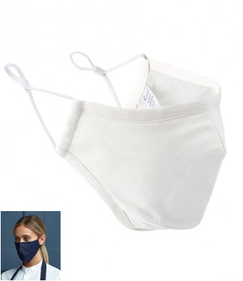 High Quality White Cotton coloured Protective 3 layer mask with nose wire and adjustable ear toggles (AFNOR certified)