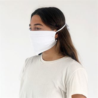 White organic cotton 2 layer   Protective mask with behind the head ties and pocket for filter