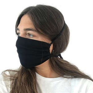 White organic cotton 2 layer   Protective mask with behind the head ties and pocket for filter