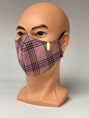 High Quality 3 ply Barrier face mask - Velvet Touch Blush Pink Plaid