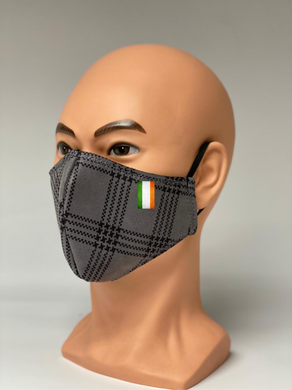 High Quality 3 ply Barrier face mask - Velvet Touch Smoky Grey Plaid