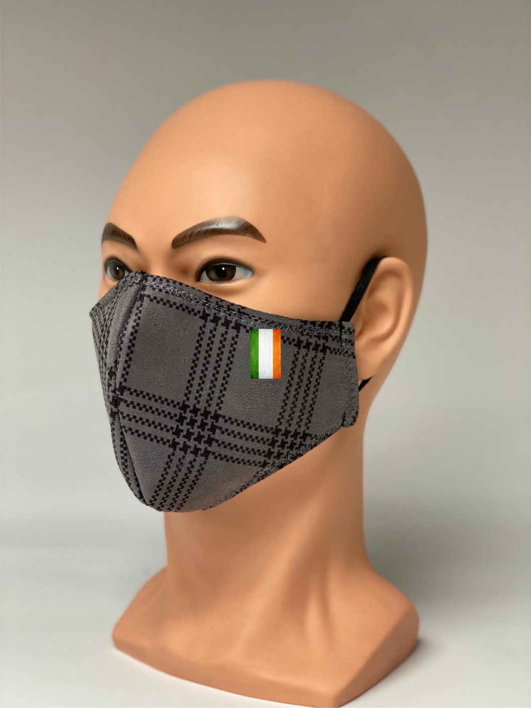 High Quality 3 ply Barrier face mask - Velvet Touch Smoky Grey Plaid