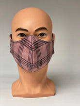 Load image into Gallery viewer, High Quality 3 ply Barrier face mask - Velvet Touch Blush Pink Plaid