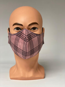 High Quality 3 ply Barrier face mask - Velvet Touch Blush Pink Plaid