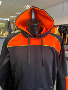 Contrast sports Hoody - bLACK AND oRANGE