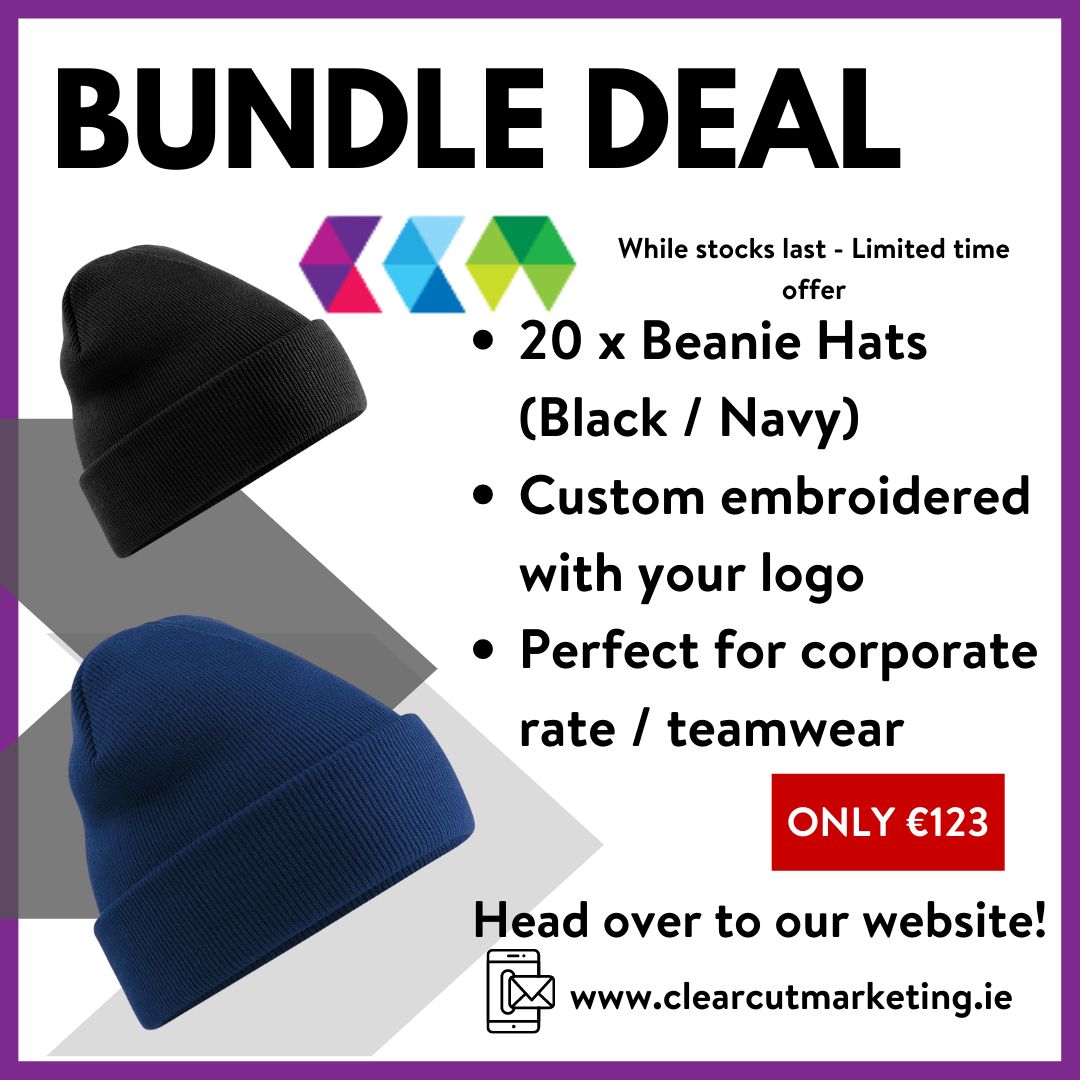 20 x embroidered beanies - Your Logo -  Your Club - Your Business - Your Event