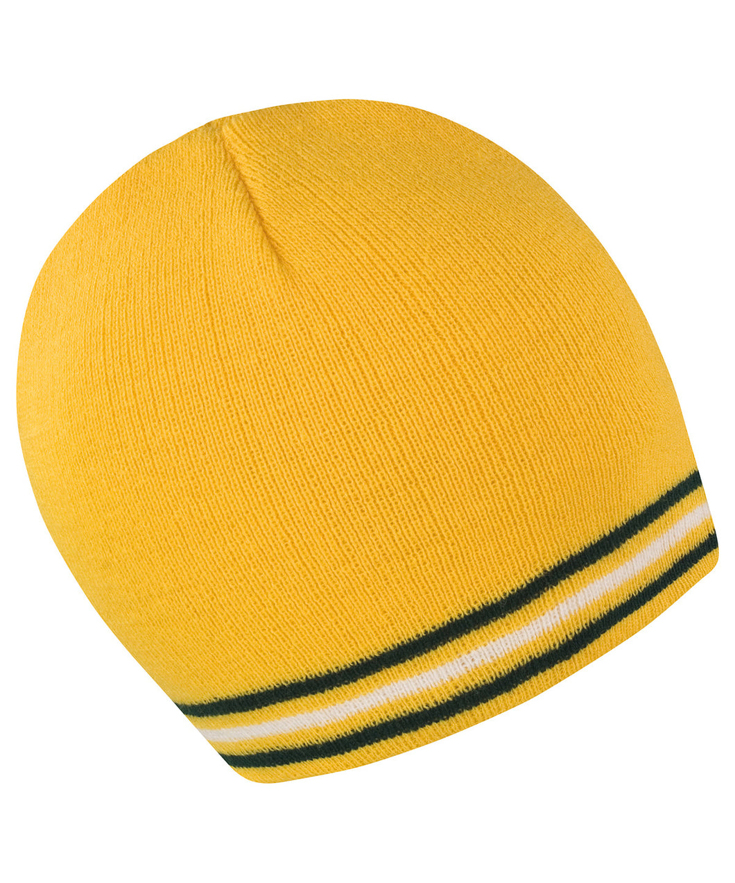 Gold Green and White Contrast Beanie